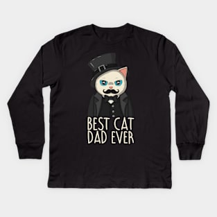 Best Cat Dad Ever White Version Kids Long Sleeve T-Shirt